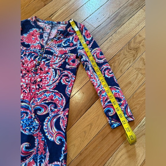 Lilly Pulitzer Pink/Blue Coral Pima Cotton Long Sleeve Knee Length Dress Size XS - Picture 10 of 11